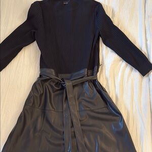 White House Black Market Black Long Sleeve Dress with Belt